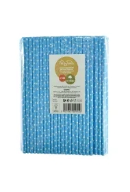 Słomki papierowe niebieskie w białe kropki