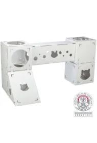 Finca Felice, domek, dla kota, biały, kartonowy, 125 x 62 x 62, 6 elementów do dowolnego łączenia