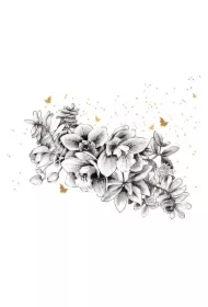 Karnet złocony kwadrat CL3821_BL Kwiaty