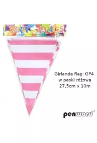 Girlanda flagi w paski różowa