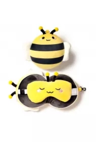 Pluszowa poduszka podróżna z opaską na oczy "Relaxeazzz" - Pszczółka