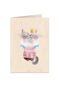 Karnet drewniany C6 + koperta Kot w koronie