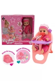 Lalka z krzesełkiem do karmienia