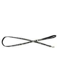 Smycz dla psa, Equilibre, Czarna Zebra, skórzana nikiel, 13mm/120cm
