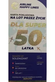 Karnet karta pokłądowa 50 urodziny męskie