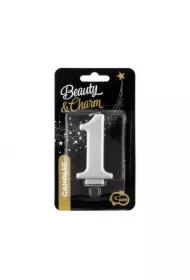 Świeczka cyferka 1, metalik srebrna PF-SCS1