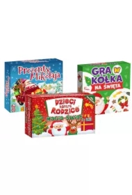 Zestaw gier świątecznych: Dzieci kontra Rodzice. Magia świąt, Gra w Kółka na Święta, Prezenty Mikołaja