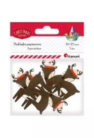 Naklejki papierowe renifery 25x40mm 5 szt