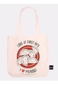 Torba bawełniania I love pierogi beżowa