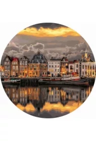 Malowanie po numerach okrągłe - Zachód słońca