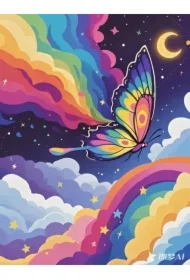 Malowanie po numerach - Tęczowy motyl