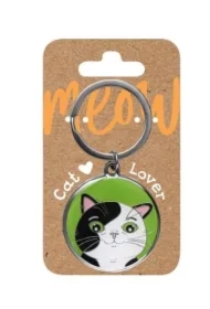Brelok dla kociarzy - czarno-biały kot