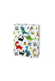 Torba prezentowa w kratkę Dinozaury 32x26 x10cm