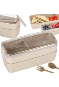 Lunchbox śniadaniówka pudełko śniadaniowe z przegródkami dzielone beżowe