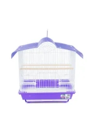 Klatka dla ptaków, zaokrąglona, fioletowo-biała, wym. 36 x 28.8 x 40, 2cm
