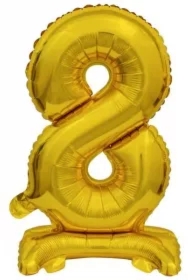 Balon foliowy mini cyfra 8 ze stopką złota