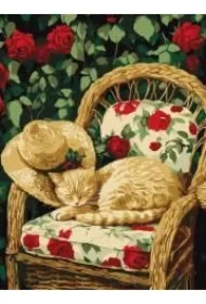 Malowanie po numerach - Kot w ogrodzie