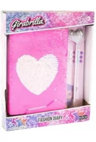 Pamiętnik cekinowy zróżowy z sercem