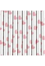 Słomki papierowe j. róż 19,5cm 10 szt