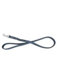 Smycz skórzana, 20 mm x 100 cm, niebieska z warkoczem
