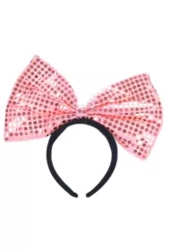 Kokarda na opasce - gigant z cekinami różowa