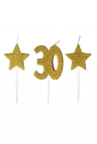 Świeczki urodzinowe 30 z gwiazdkami