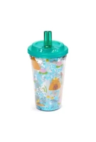 Kubek z podwójnymi ściankami ze słomką i pokrywką