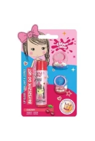 Błyszczyk do ust + pierścionki Wiśnia