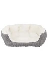 Davin, legowisko, dla psa/kota, owalne, szaro/kremowe, plusz, 60 x 45cm