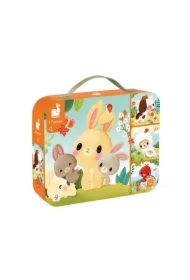 Puzzle progresywne w walizce 4w1 Zwierzątka na farmie (6+9+12+16 el.)