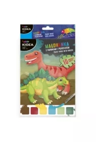 Malowanka z farbkami i pędzelkiem - Dinozaury