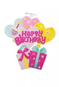 Dekoracja piankowa Happy Birthday różowa