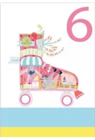 Karnet B6 brokat z kopertą Urodziny 6 dziewczynka