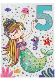 Karnet B6 Urodziny 5 - Syrenka