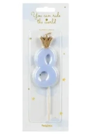 Świeczka urodzinowa 8 jasny niebieski 9,5cm