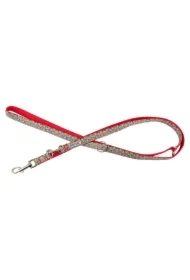 Smycz dla psa, wzór folk, regulowana, taśma, 25MM/220CM czerwona