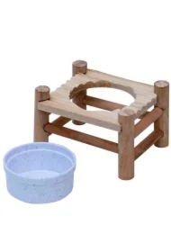 Stojak z miską dla gryzoni i królika, drewno/plastik, 14 x 10 x 8, 5cm