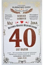 Karnet 40 rocznica ślubu (rubinowa)