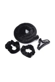 Lisa Hair Curling Set wałek do włosów bez użycia ciepła + satynowe gumki 2szt + klamra Black