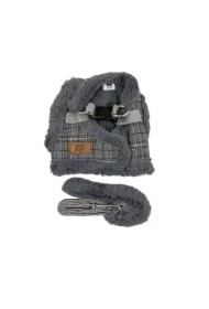 Zestaw, szelki+Smycz dla psa, szary, poliester/bawełna, rozmiar L, ocieplane