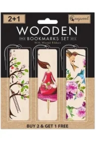 Zakładki drewniane do książki 2+1 Kwiatowe
