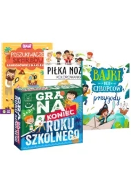Pakiet Piłka nożna kolorowanka, Bajki dla chłopców. Przygody, Gra na koniec roku szkolnego, Baw się. Poszukiwacze skarbów. Łamigłówki i naklejki