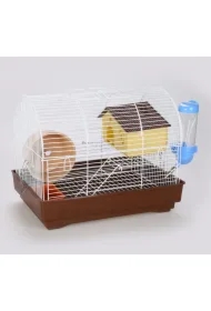 Klatka dla gryzoni do czasowego pobytu 33x23x26 cm biało/brązowa