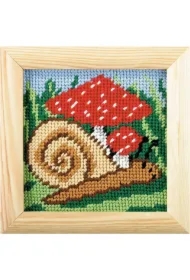 Zestaw do haftu z ramką Moje pierwsze wyszywanie Ślimak i Muchomorek