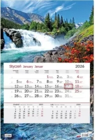 Kalendarz 2026 jednodzielny Wodospad
