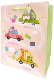 Torebka ozdobna matowa 26x32x12cm Autka