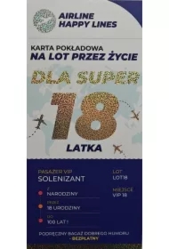 Karnet karta pokładowa 18 urodziny męskie