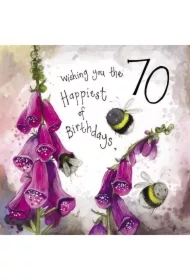 Karnet Urodziny 70 S432 Kwiaty i pszczoły