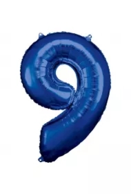Balon foliowy cyfra 9 niebieska