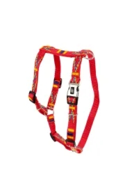 Szelki dla psa, wzór etniczny, taśma polipropylenowa, 10mm/25-40cm czerwone